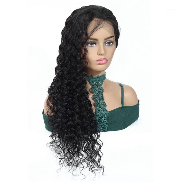 

yeswigs deep wave 13x4 lace front wigs 100% human hair 4x4 closure wig for black woman remy bleached knots 150% density1, Black;brown