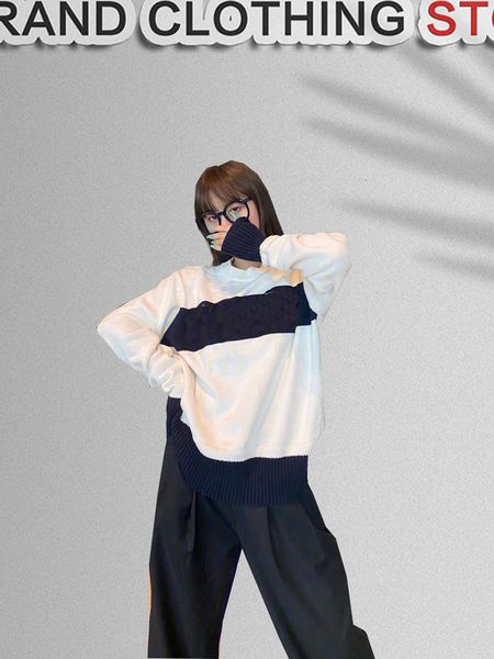 

21ss designer brand autumn and winter embroidery elf letter printing knitted sweater men women, Black