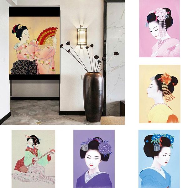 

curtain & drapes japanese restaurant sushi shop door fabric partition hanging half panel home decoration blackout