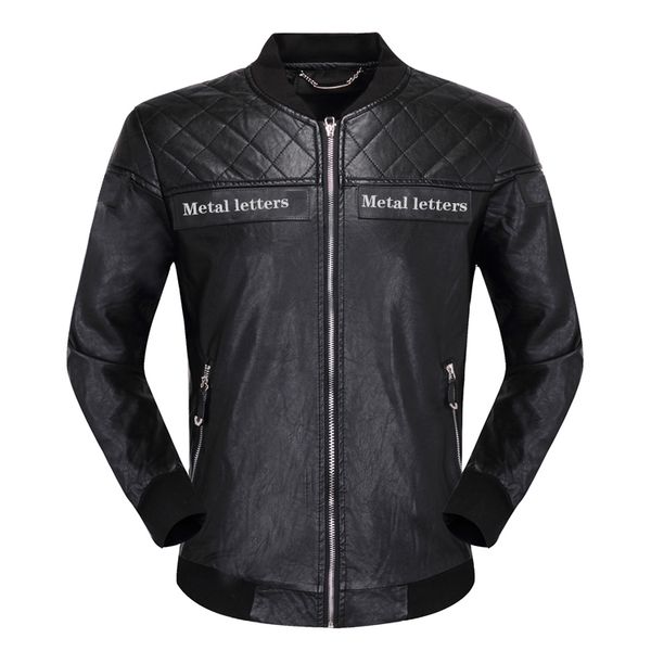 

men leather skull faux leather jacket mens zipper slim fit short hip hop casual outside sport designers motorcycle coat black biker letters
