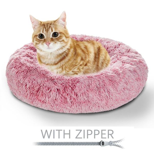 

cat beds & furniture large pet dog bed round house soft long plush washable for products cushion accessories mat
