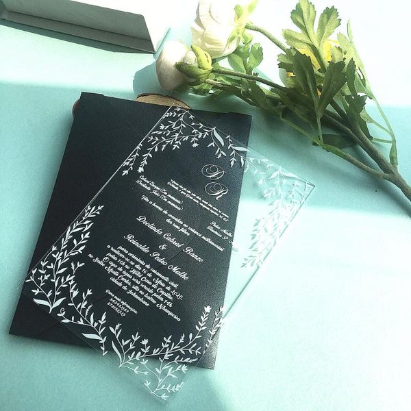 

greeting cards uoiuo christening invitation card white leaves custom discount clear glass wedding design