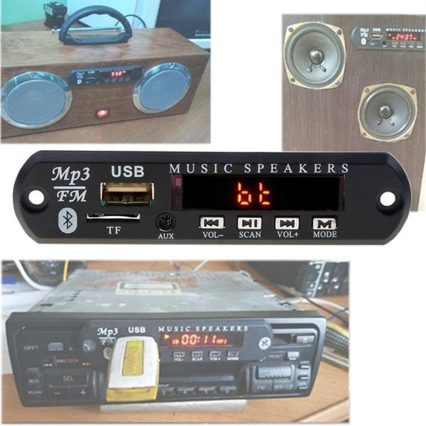 

audio receiver car decoder board bluetooth 5.0 display red fm radio usb electronics