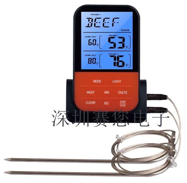 

new wireless barbecue thermometer double probe electronic waterproof meat thermometer household kitchen food