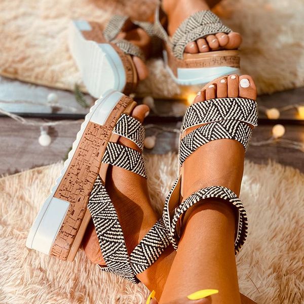 

summer wedges heel sandals fashion open toe platform women shoes plus size pumps 2021 femme, Black