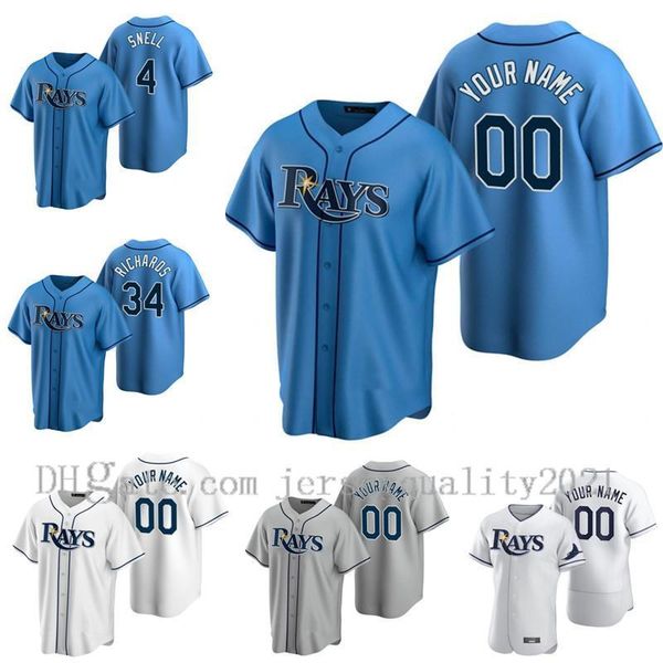 

custom rays richards tampa 20 21 bay jersey wade boggs wendle daniel robertson diaz meadows snell lowe morton kiermaier baseball jersey, Blue;black