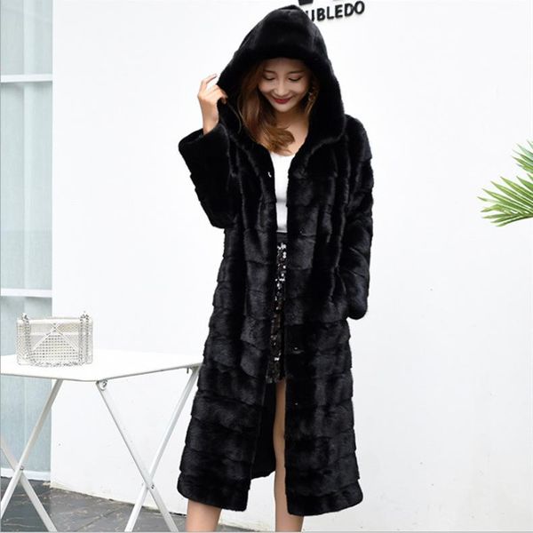 

women's fur & faux women real mink coats female coat genuine long ladies winter clothes oversize 6xl 5xl 7xl natura, Black