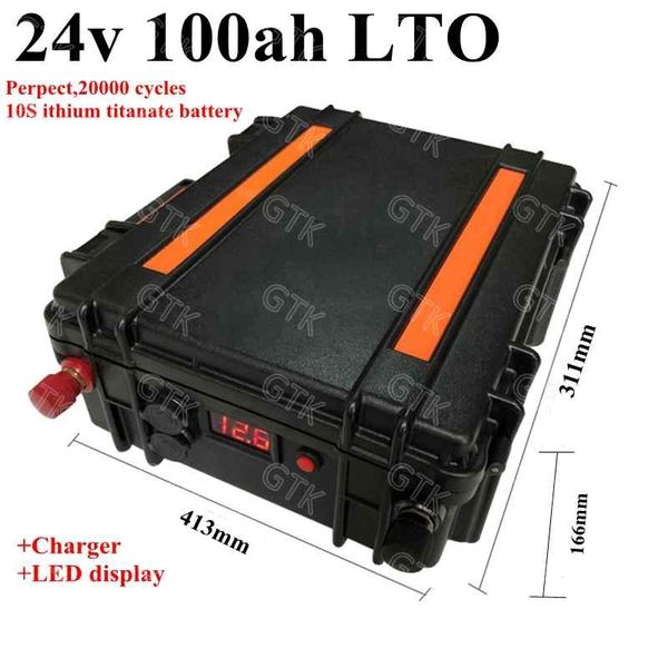 GTK Özelleştirilmiş LTO 24 V 100AH ​​Lityum Titanat Pil Paketi 100A BMMS 2400 W Solar Inverter Golf Sepeti Için Lamba Araç + 10A Şarj