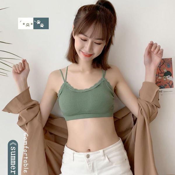 

camisoles & tanks tidan lace crop sport bra tee with removable foam for women bandeau tank girl lingerie tube brasserie, Black;white