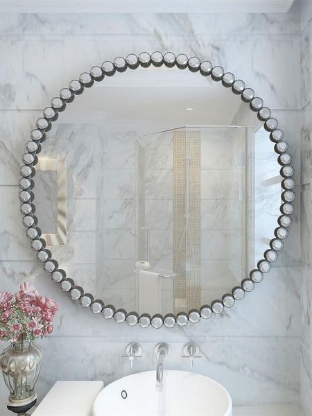 

mirrors nordic bathroom bedroom creative iron round mirror living room decoration