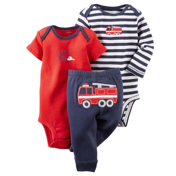 

clothing sets summer infant baby boy clothes set cotton short sleeve bodysuit 3-piece bodysuits (short and long sleeve) pants, White