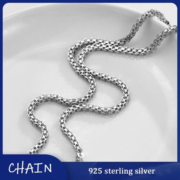 

chains 925 sterling silver men's chain necklaces jewelry on the neck box platinum color 45 50 55 60 cm gift for boyfriend