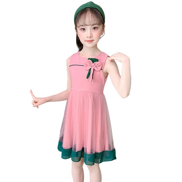 

girl summer dresses big bow girl party dress patchwork kids dresses casual childrens costumes for girls 6 8 10 12 14, Red;yellow