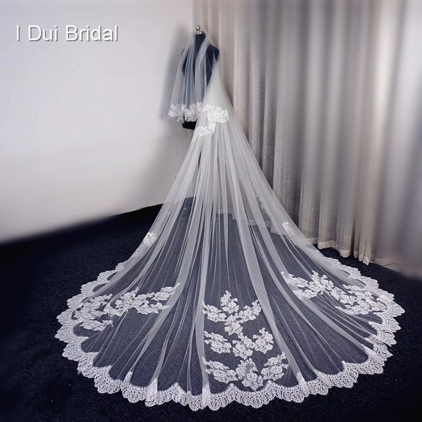 

bridal veils 3 meter eyelash lace veil with blusher long wedding metal comb attached, Black