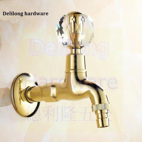 

bathroom sink faucets european style gold washing machine faucet antique gold-plated crystal brass lengthen single cold fast open