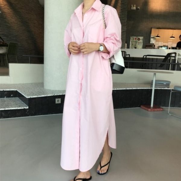 

Casual Dresses LANMREM Fashion Loose Turn-down Collar Shirt Type Dress autumn Full Sleeve Long Section Women Clothes BC1002 XAIX, Black;gray