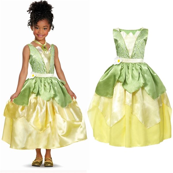 Yofeel Princess Tianna Costume per Girl Fancy Dresses Cosplay Princess and the Frog Dress Bambini Party Halloween Abito da compleanno 210331