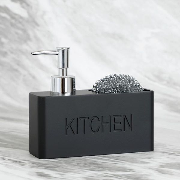 

modern kitchen soap dispenser set liquid hand pump bottle brushes holds and stores sponges, scrubbers