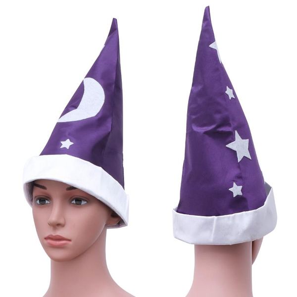 

party hats witch hat wizard tapered tip masquerade cosplay costume accessory for adults (purple moon and