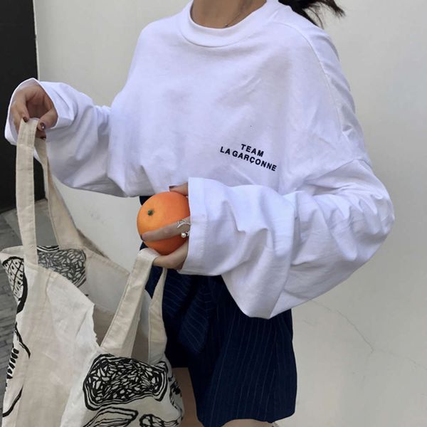 

women's sweaters hoodies chic long sleeve t-shirt for women in early autumn of ujd5, White;black