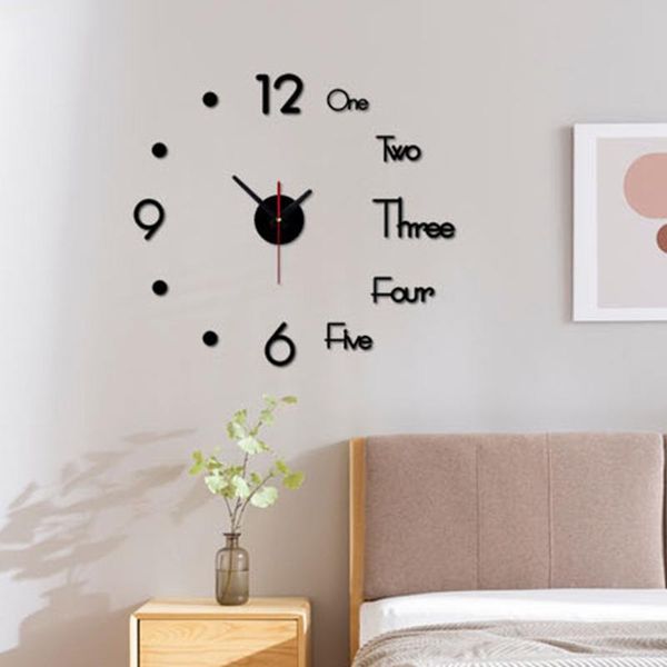 

wall clocks art decal home decor modern large 3d diy clock acrylic mirror surface stickers