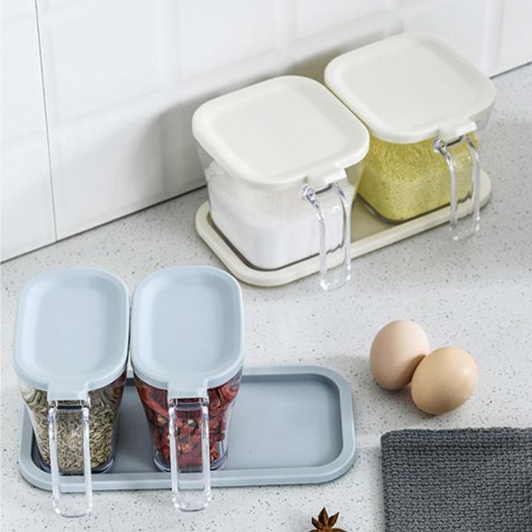 

storage bottles & jars clear seasoning rack spice pots box set containers with lids and spoon
