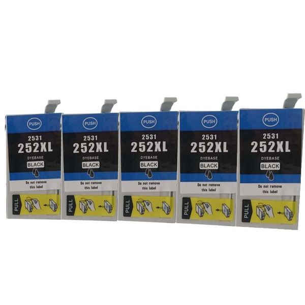 

ink cartridges 5 black pack compatible cartridge for t252 t252xl printer wf-3620 wf-3640 wf-7110 wf-7610 wf-7620