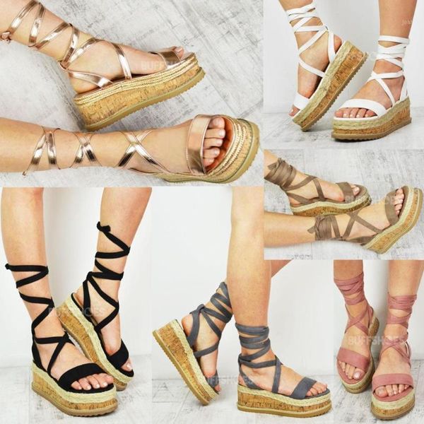 

large size platform sandals 2021 summer rope wedge female roman cross straps open toe women's high heels1, Black