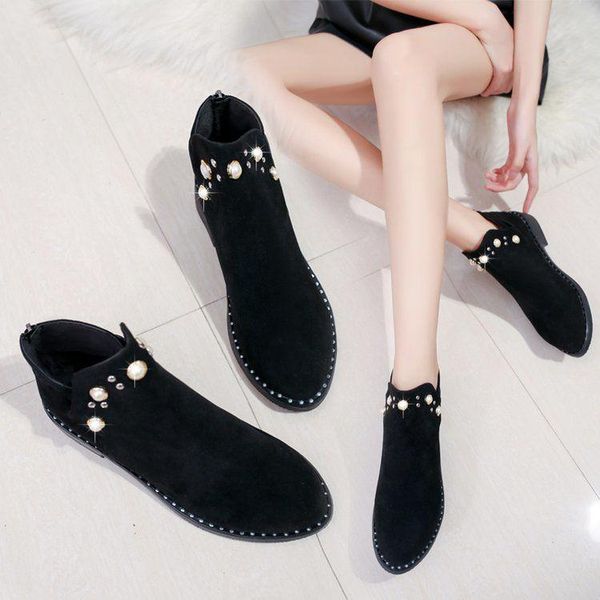 

boots 2021 women short winter boot fashion high heel ankle shoes pointed toe warm fur ethnic botas, Black