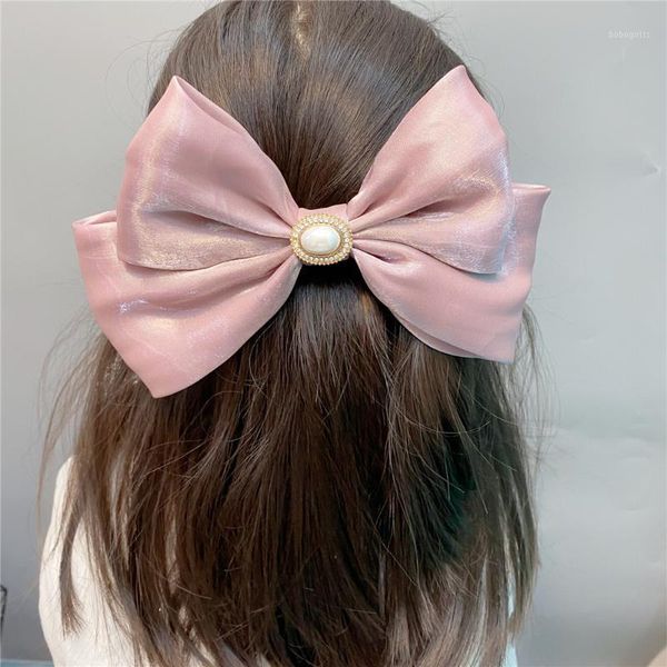 

brand big hair bow ties clips satin two layer butterfly hairpin girl accessories for women bowknot hairpins1