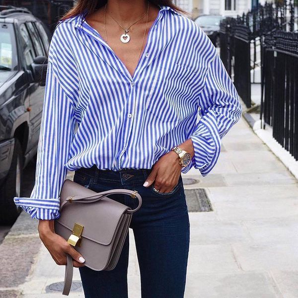 

women casual striped blouses shirt long sleeve female loose spring fall fashion ladies office blouse plus size 6xl, White