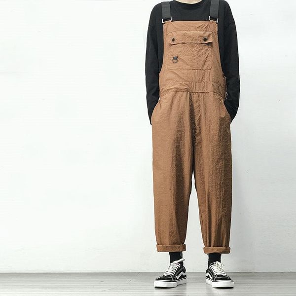 

men's loose straight casual pants cargo jumpsuit streetwear military male overalls salopettes romper trousers m-2xl, Black