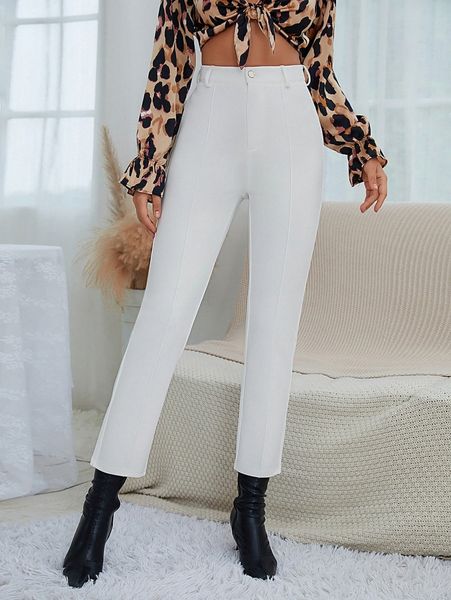 

solid high waist pants 42r6#, Black;white