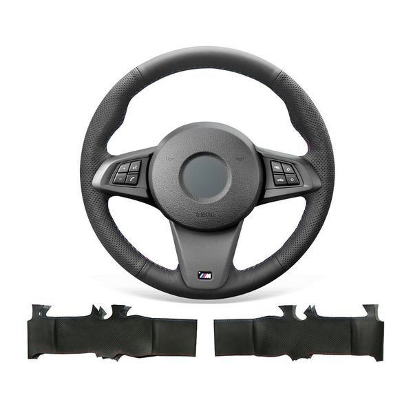

diy custom black genuine leather steering wheel cover for bmw z4 e89 2009-2016