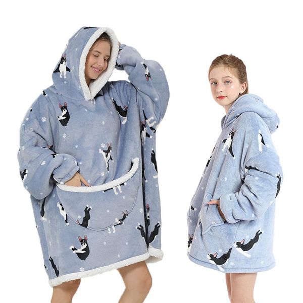 

women's hoodies & sweatshirts 2021 winter oversized sherpa blanket adults and kids family matching plush fleece cute sweatshirt thick h, Black