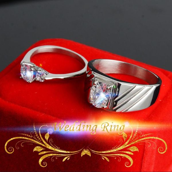 

wedding rings titanium steel oval cut cubic zirconia stone jewelry for women girls trendy office white gold plated finger, Slivery;golden