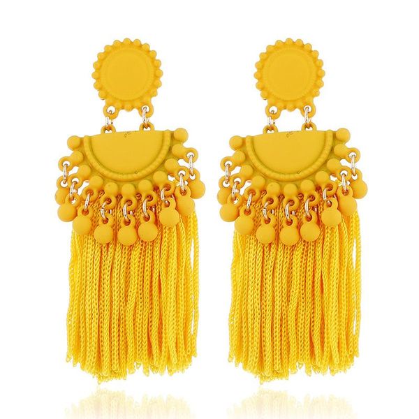 

tassel earrings women fashion elegant prom wedding gift vintage jewelry accessories female trendy yellow boho chic drop dangle & chandelier, Silver