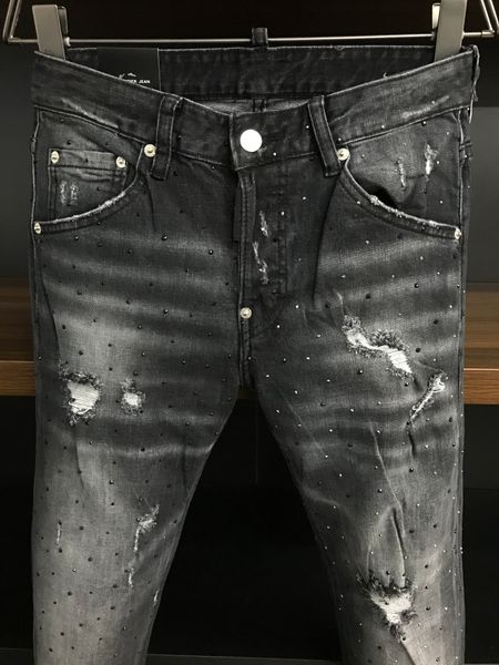 

men's jeans oeak 2021 mens hip hop ripped printed pencil pants skinny male motorcycle denim fashion brand biker, Blue