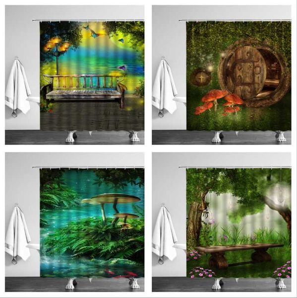 

shower curtains fairy dream forest waterproof bathroom curtain polyester cartoon fantasy bath screen home decoration with hooks
