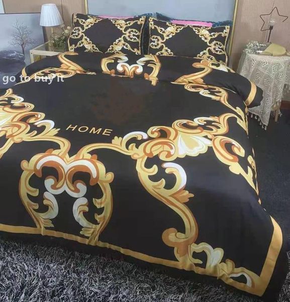 

Queen Size 4pcs Bedding Sets 100% Cotton Duvet Cover with Pillowcases Bed Sheet - Black and Gold, Silver