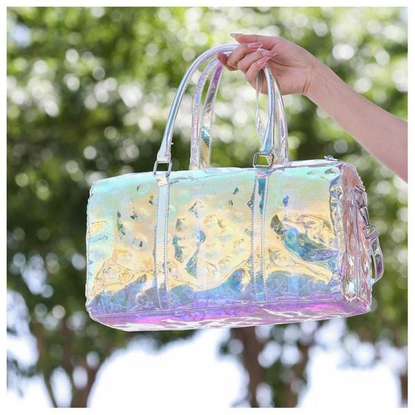

outdoor bags gym bag classic laser women handbag pvc transparent jelly crossbody beach fitness training sports large capacity travel