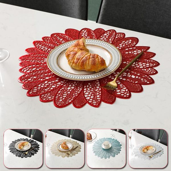 

mats & pads hollow flower pvc insulation table bowl home christmas wedding decor heat resistant placemat for dining