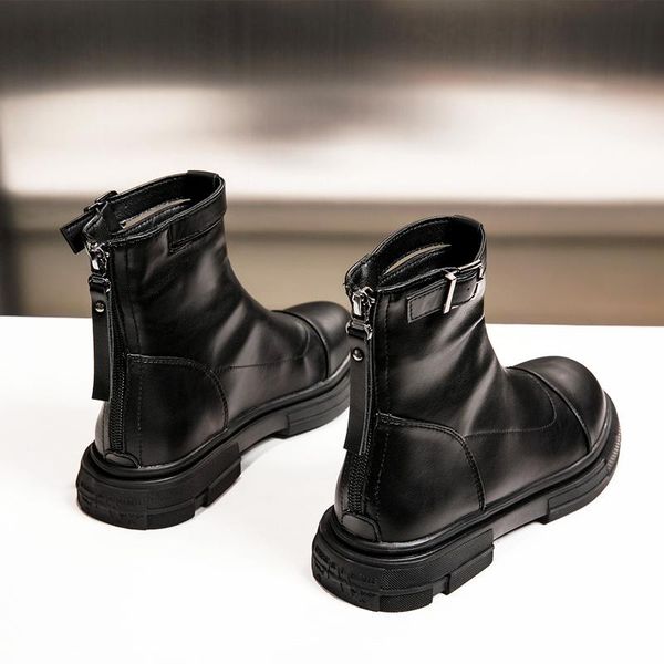 

boots women's spring and autumn single 2021 thick bottom british handsome street motorcycle short ins thin, Black