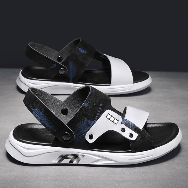 

wholesale men summer sandals trendy women breathable and lightweight flip-flops lady gentlemen fisherman sandy beach shoes, Black