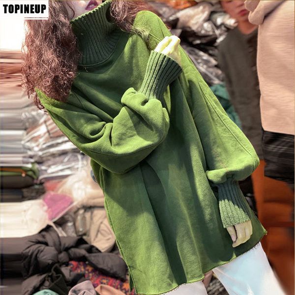 

sweaters korean style ladies autumn and warm winter vintage stuffed shirt solid female pullovers d593, White;black