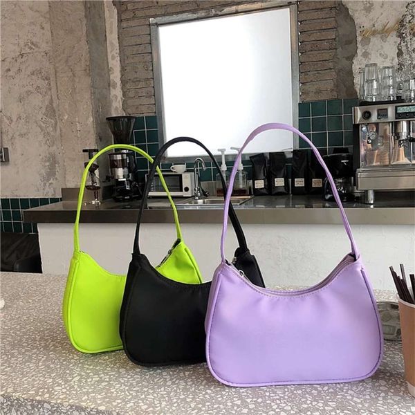 

fashion dign women hobos clutch purse handbags candy color nylon ladi small shoulder bags simple female baguette tote bag