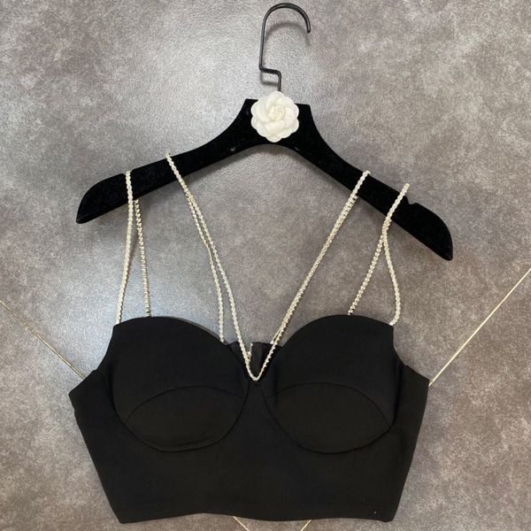 

spring arrivals black solid color double shoulders diamond style suspender camis mz428 210525, White