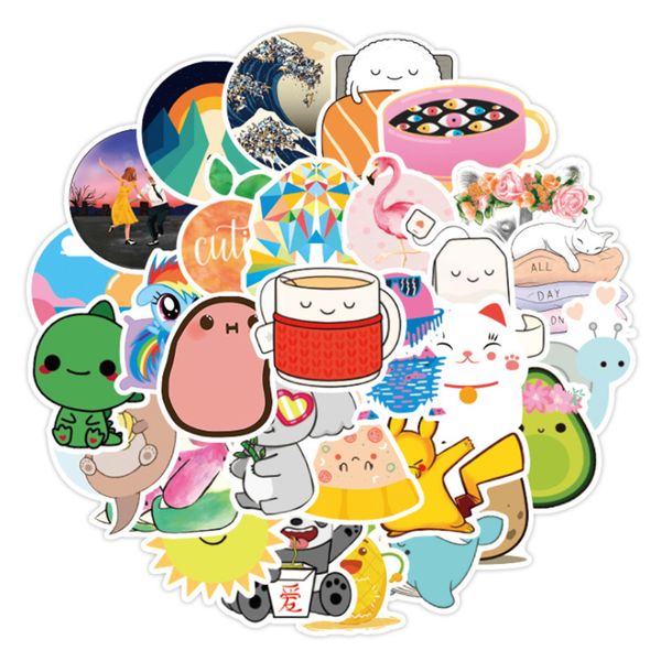 

50 pcs non-repeatable waterproof graffiti waterproof skateboard travel suitcase phone lapluggage stickers cute kids girl