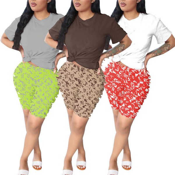 

womens outfits two pieces set tracksuits short sleeve shorts sportswear ladies pants suits 2021 type selling klw6258, Gray