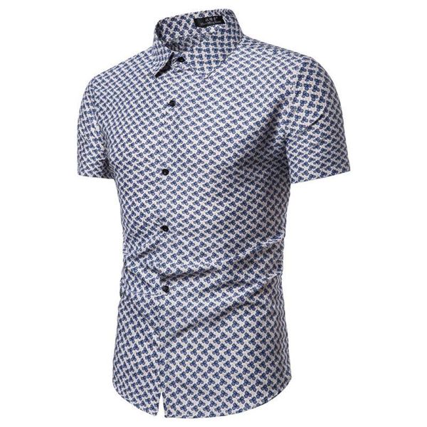 

men's casual shirts mens shirt summer flower short-sleeved fashion printed blouse 7wzt, White;black